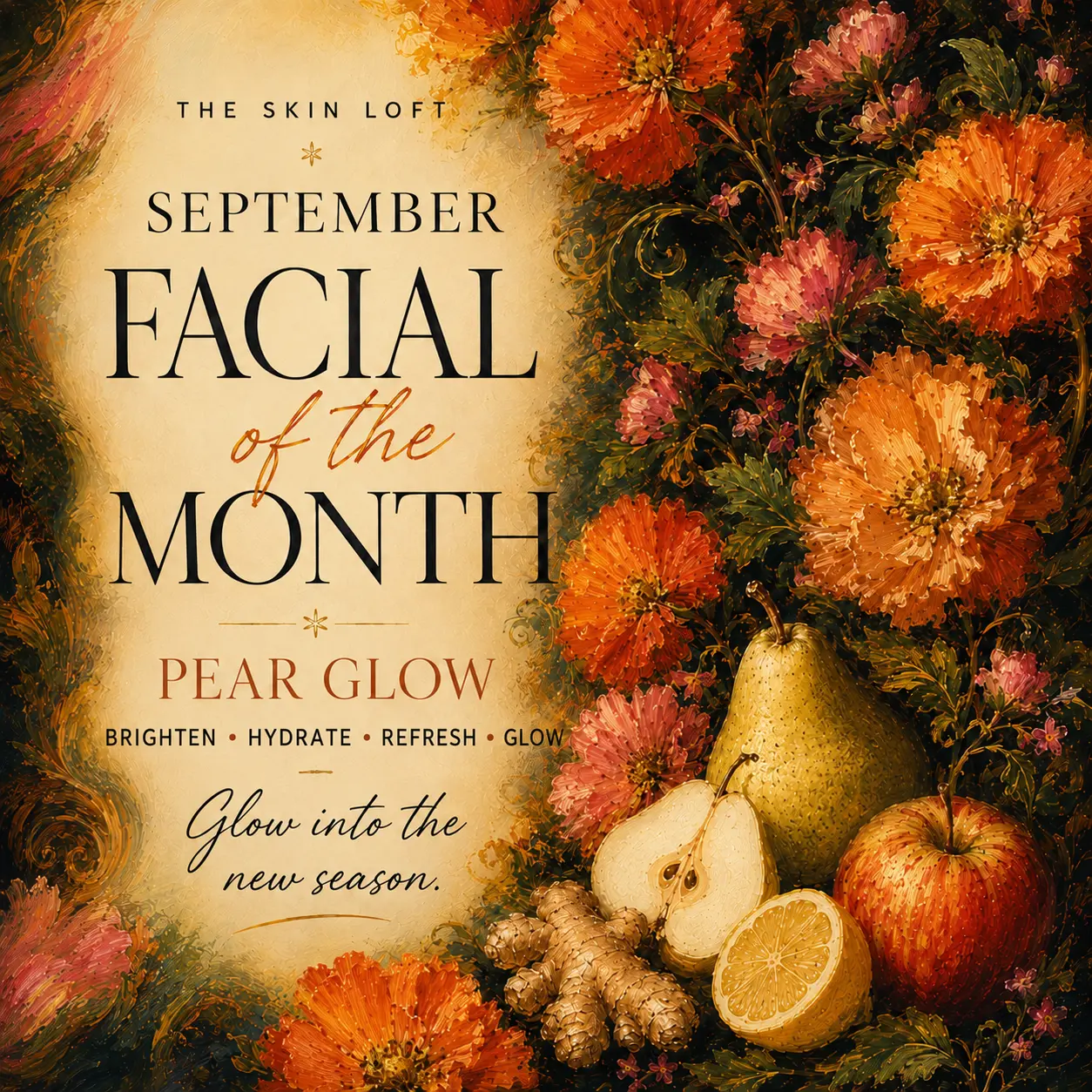 Illustrated card artwork for the seasonal Facial of the Month