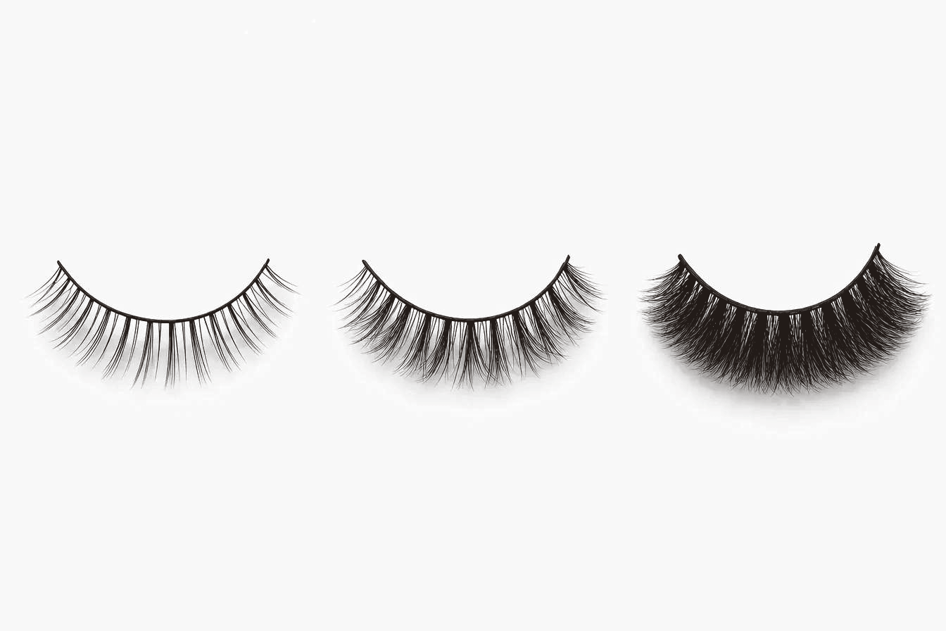 Illustrated classic, hybrid, and volume lash comparison in the mystic summer style